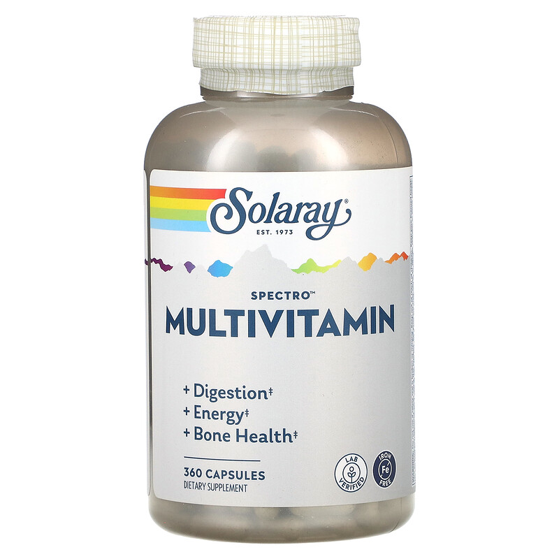 Solaray, Spectro Multivitamin, без железа, 360 капсул
Solaray, Spectro Multivitamin, без железа, 360 капсул