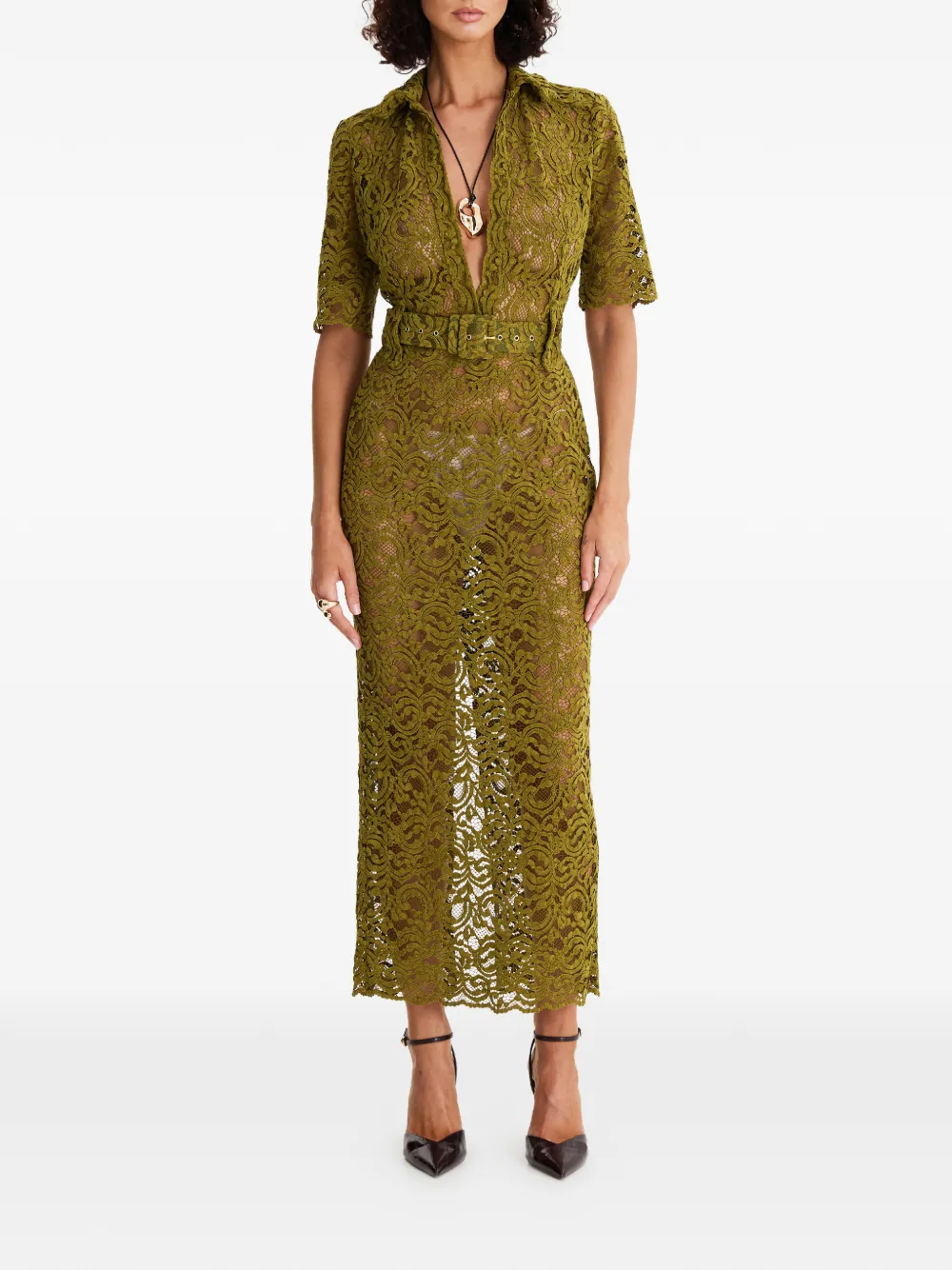 Кружевное миди-платье с поясом Tropical Sinner Moos Studio, зеленый
Кружевное миди-платье с поясом Tropical Sinner Moos Studio, зеленый