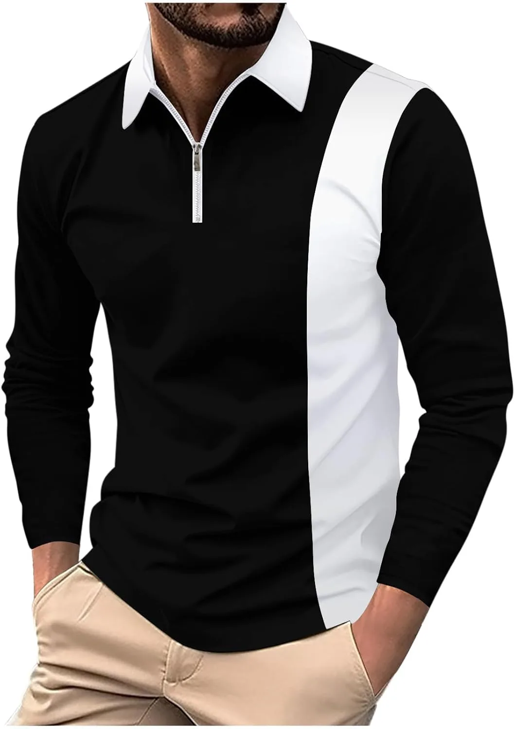 Мужская поло с длинным рукавом и воротником-стойкой, цветной блок
Мужская поло с длинным рукавом и воротником-стойкой, цветной блок