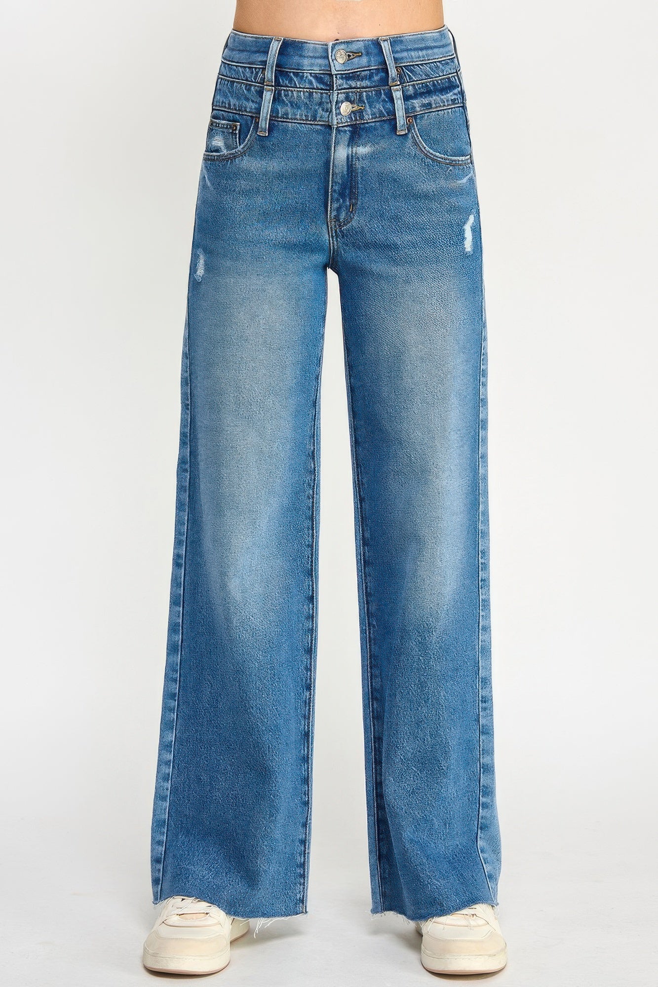 Высокая посадка, двойная талия, широкие штанины TRUEDAMES, синий
Высокая посадка, двойная талия, широкие штанины TRUEDAMES, синий