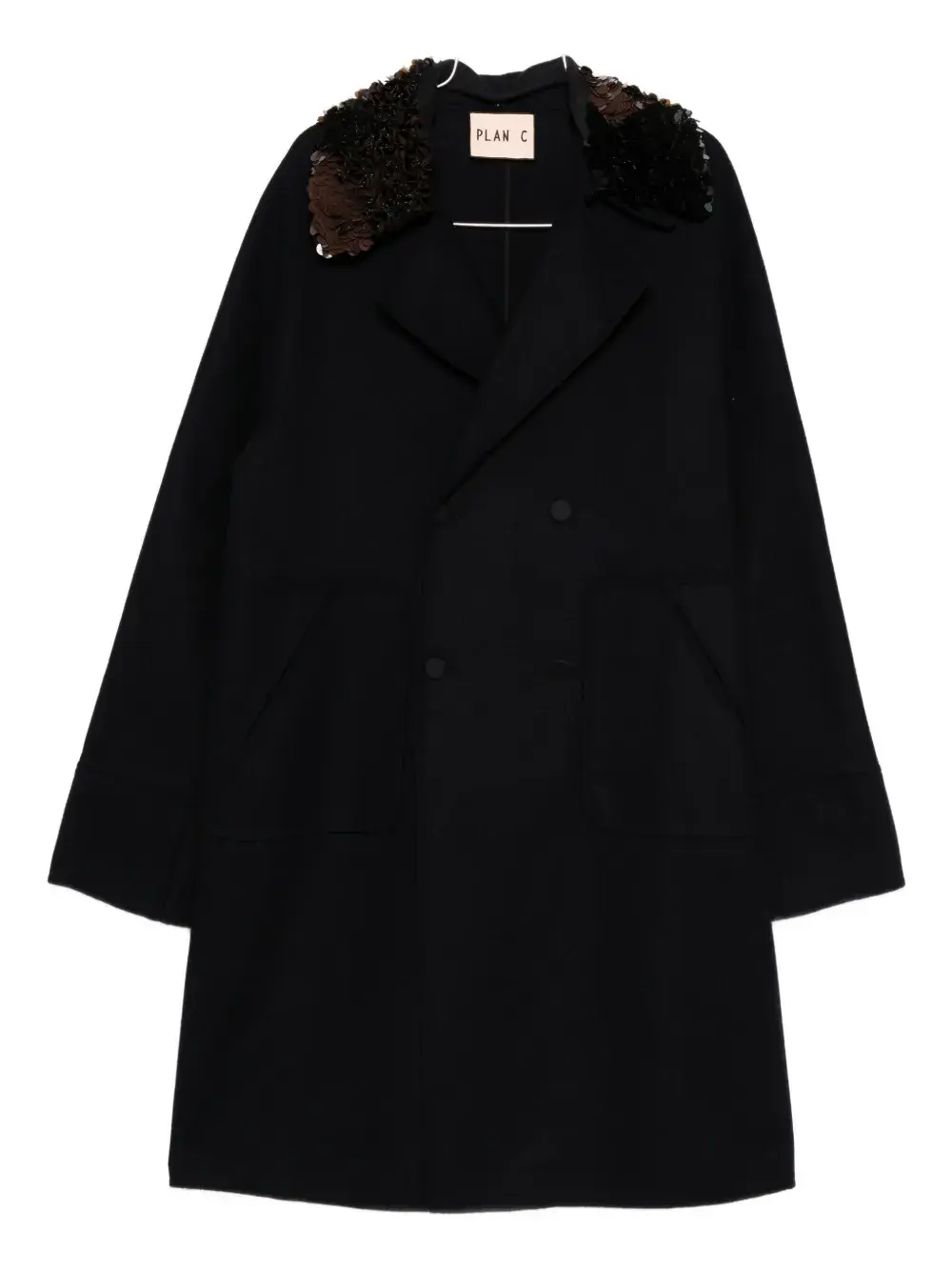 Двубортное пальто, украшенное пайетками Plan C, синий
Двубортное пальто, украшенное пайетками Plan C, синий