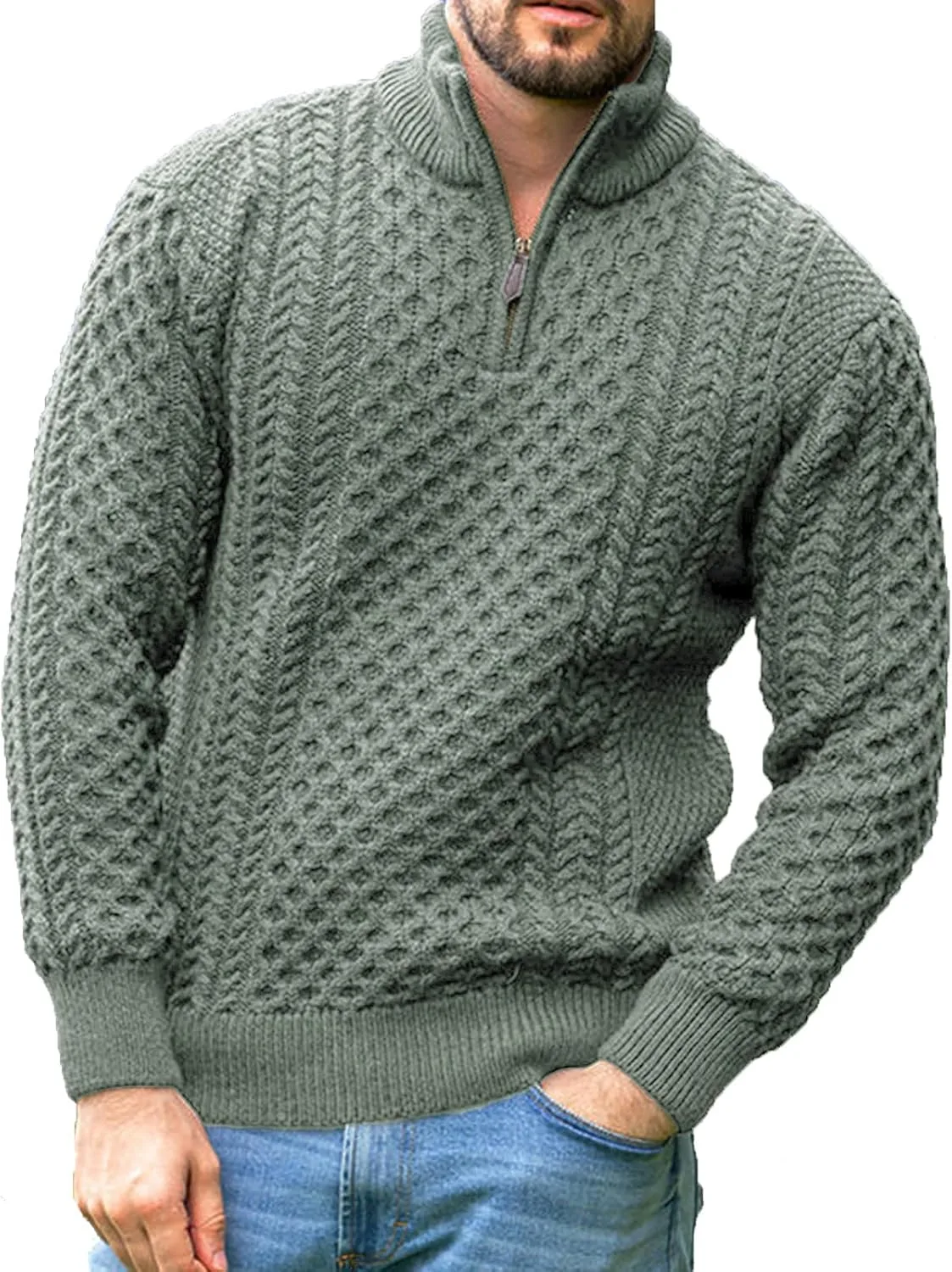 Мужской свитер ирландский рыбацкий с кабельной вязкой и полумолнией Vinsekep
Мужской свитер ирландский рыбацкий с кабельной вязкой и полумолнией Vinsekep