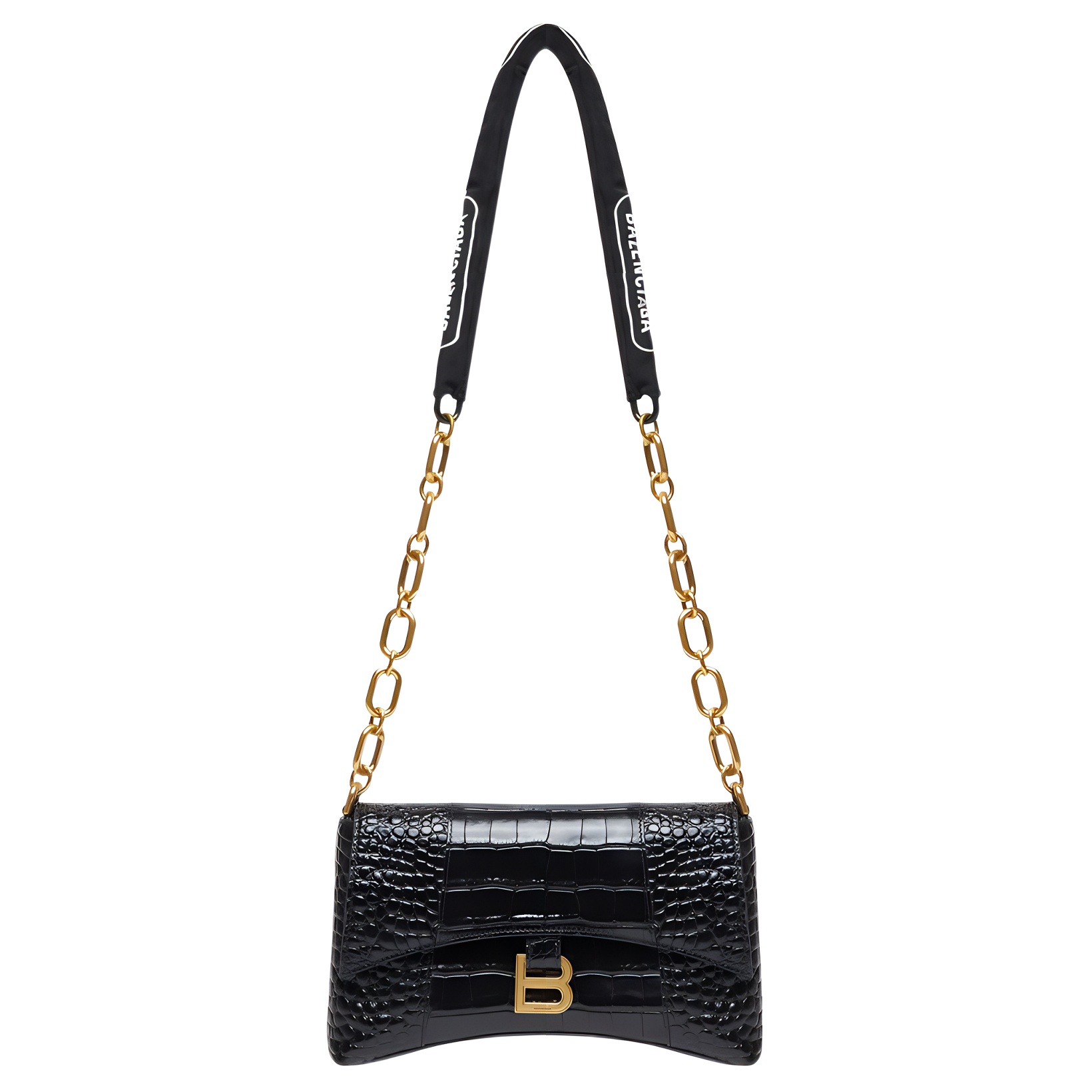 Женская городская сумка через плечо Xs с крокодиловым тиснением черная Balenciaga 
Женская городская сумка через плечо Xs с крокодиловым тиснением черная Balenciaga