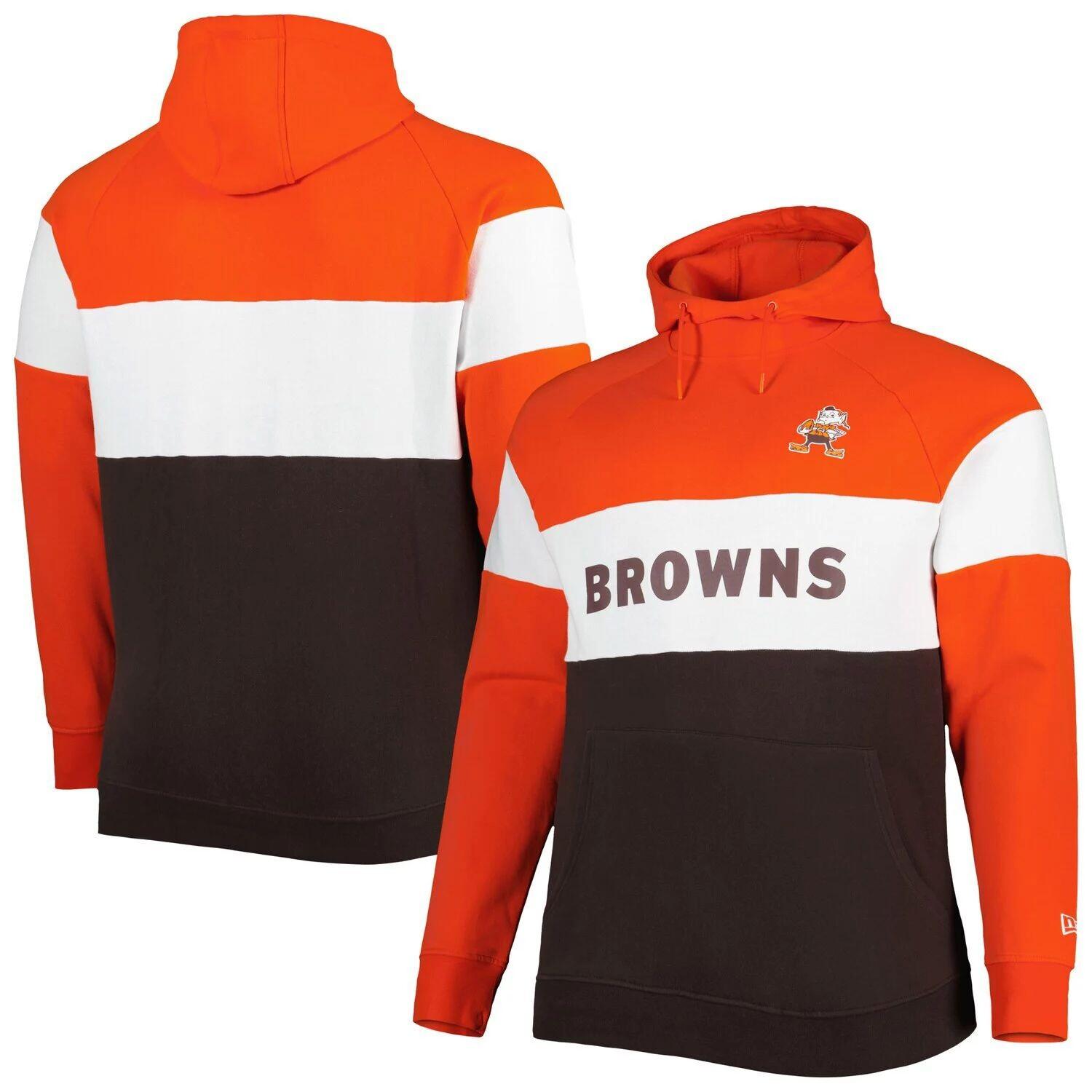 Мужской коричневый пуловер с капюшоном Cleveland Browns Big & Tall Throwback с цветными блоками реглан New Era
Мужской коричневый пуловер с капюшоном Cleveland Browns Big & Tall Throwback с цветными блоками реглан New Era