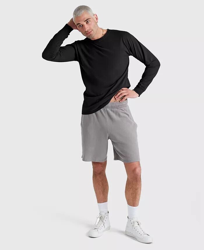 Хлопковая футболка унисекс с длинными рукавами, окрашенная в готовом виде Hanes, черный 
Хлопковая футболка унисекс с длинными рукавами, окрашенная в готовом виде Hanes, черный