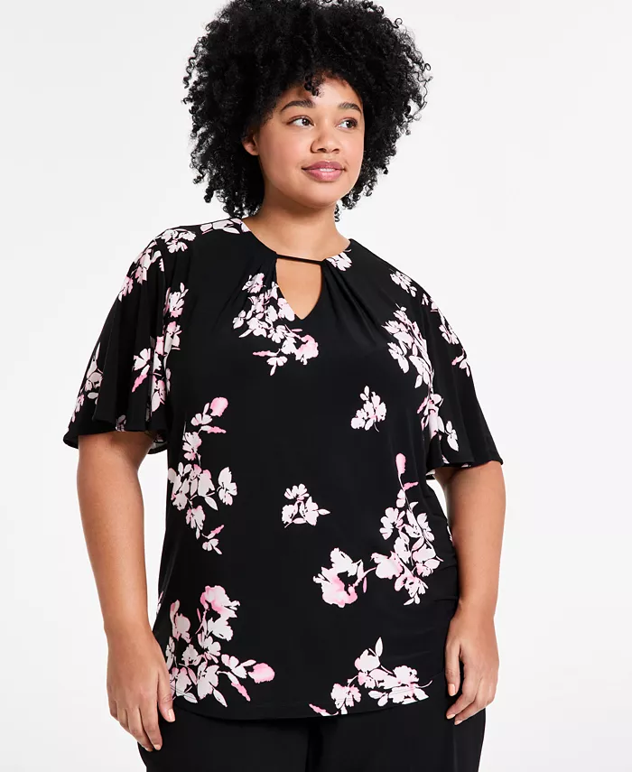 Блузка с плиссированной горловиной и короткими расклешенными рукавами больших размеров Anne Klein, черный
Блузка с плиссированной горловиной и короткими расклешенными рукавами больших размеров Anne Klein, черный