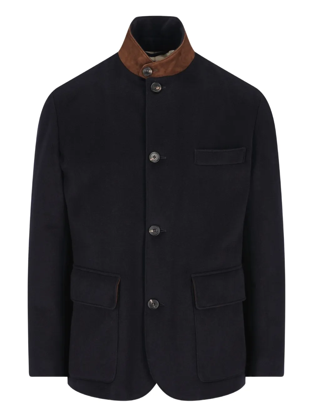Кашемировый пиджак с замшевым воротником Loro Piana, синий
Кашемировый пиджак с замшевым воротником Loro Piana, синий