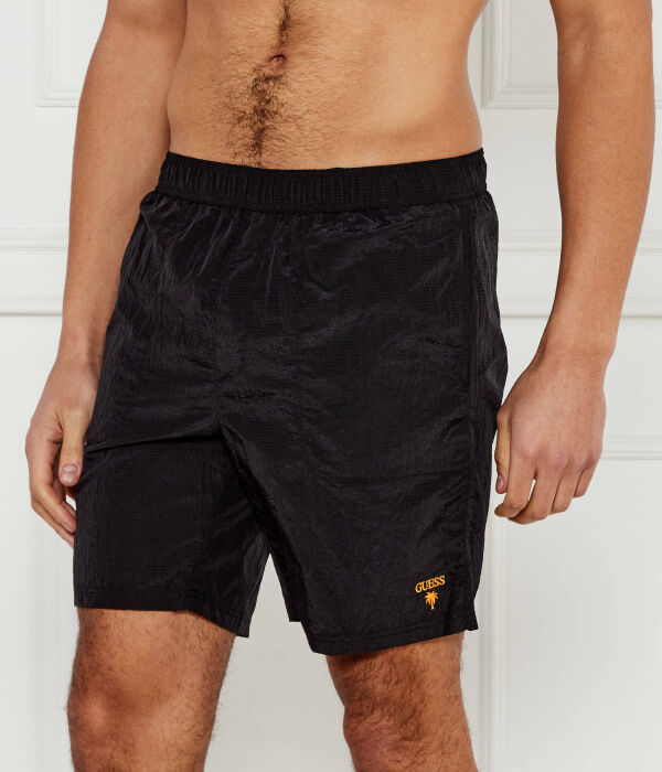 Пляжные шорты мужские Guess Underwear однотонные, черный 
Пляжные шорты мужские Guess Underwear однотонные, черный