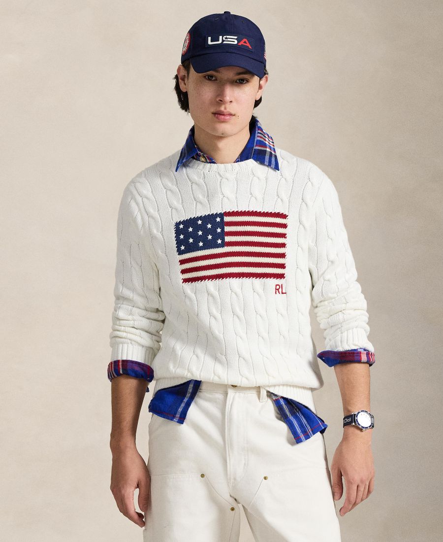 Мужской свитер крупной вязки с флагом Polo Ralph Lauren, Ceramic White
Мужской свитер крупной вязки с флагом Polo Ralph Lauren, Ceramic White