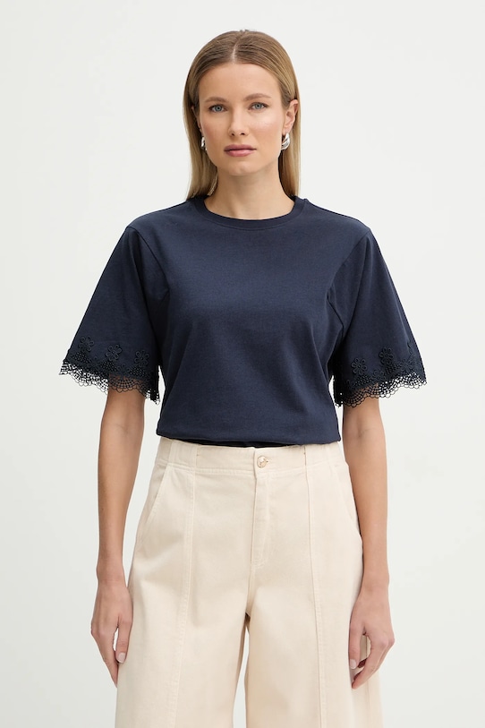 Хлопковая футболка Twinset, темно-синий
Хлопковая футболка Twinset, темно-синий