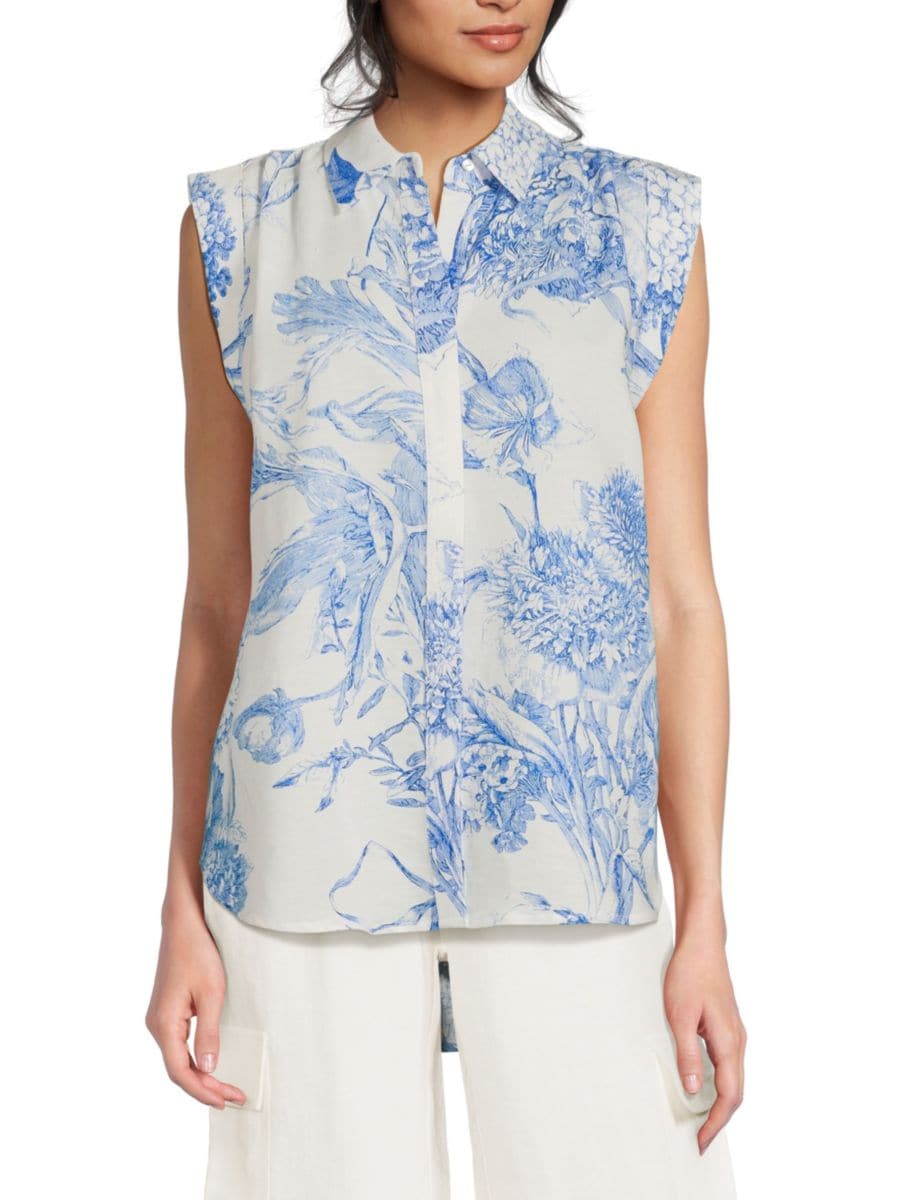 Рубашка из смесовой льняной ткани с цветочным принтом T Tahari, цвет Ivory Blue
Рубашка из смесовой льняной ткани с цветочным принтом T Tahari, цвет Ivory Blue