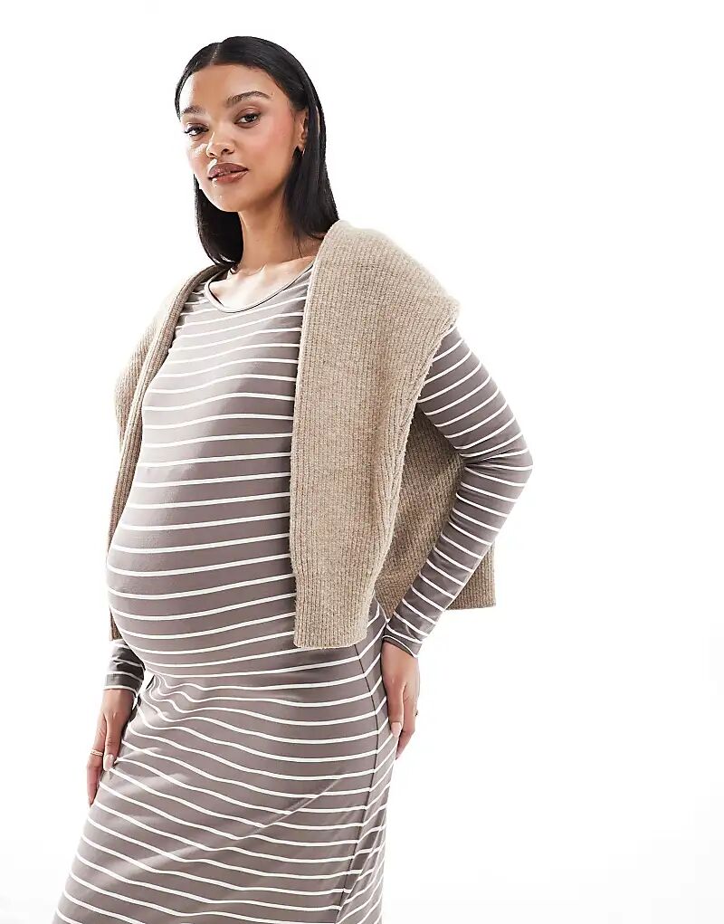 Платье макси для беременных Mamalicious Maternity из джерси с длинными рукавами в серо-коричневую полоску Mama.licious
Платье макси для беременных Mamalicious Maternity из джерси с длинными рукавами в серо-коричневую полоску Mama.licious
