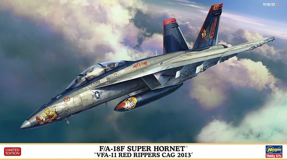 Hasegawa 02385 F/A-18F Super Hornet VFA-11 Red Rippers CAG 2013 1/72
Hasegawa 02385 F/A-18F Super Hornet VFA-11 Red Rippers CAG 2013 1/72