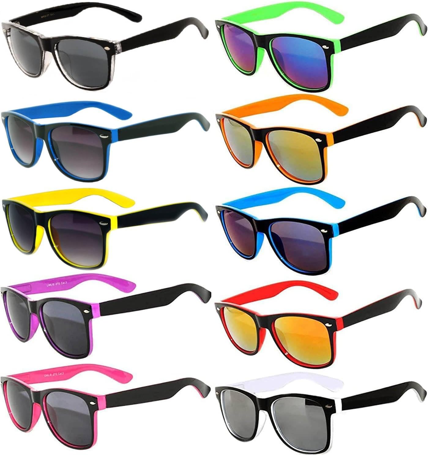 Винтажные двухцветные солнцезащитные очки OWL с дымчатыми и зеркальными линзами — квадратные, в стиле ретро, для женщин и мужчин, с защитой от УФ-излучения UV 400, 10 Pack Mix 2
Винтажные двухцветные солнцезащитные очки OWL с дымчатыми и зеркальными линзами — квадратные, в стиле ретро, для женщин и мужчин, с защитой от УФ-излучения UV 400, 10 Pack Mix 2