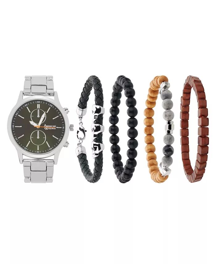 Мужские кварцевые часы из блестящего серебристого металлического сплава, 44 мм American Exchange
Мужские кварцевые часы из блестящего серебристого металлического сплава, 44 мм American Exchange