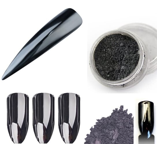 Зеркальная пыль для декорирования гибридных лаков, УФ-гелей и акрила 3мл Glass Black Effect №12 -, AllePaznokcie 
Зеркальная пыль для декорирования гибридных лаков, УФ-гелей и акрила 3мл Glass Black Effect №12 -, AllePaznokcie