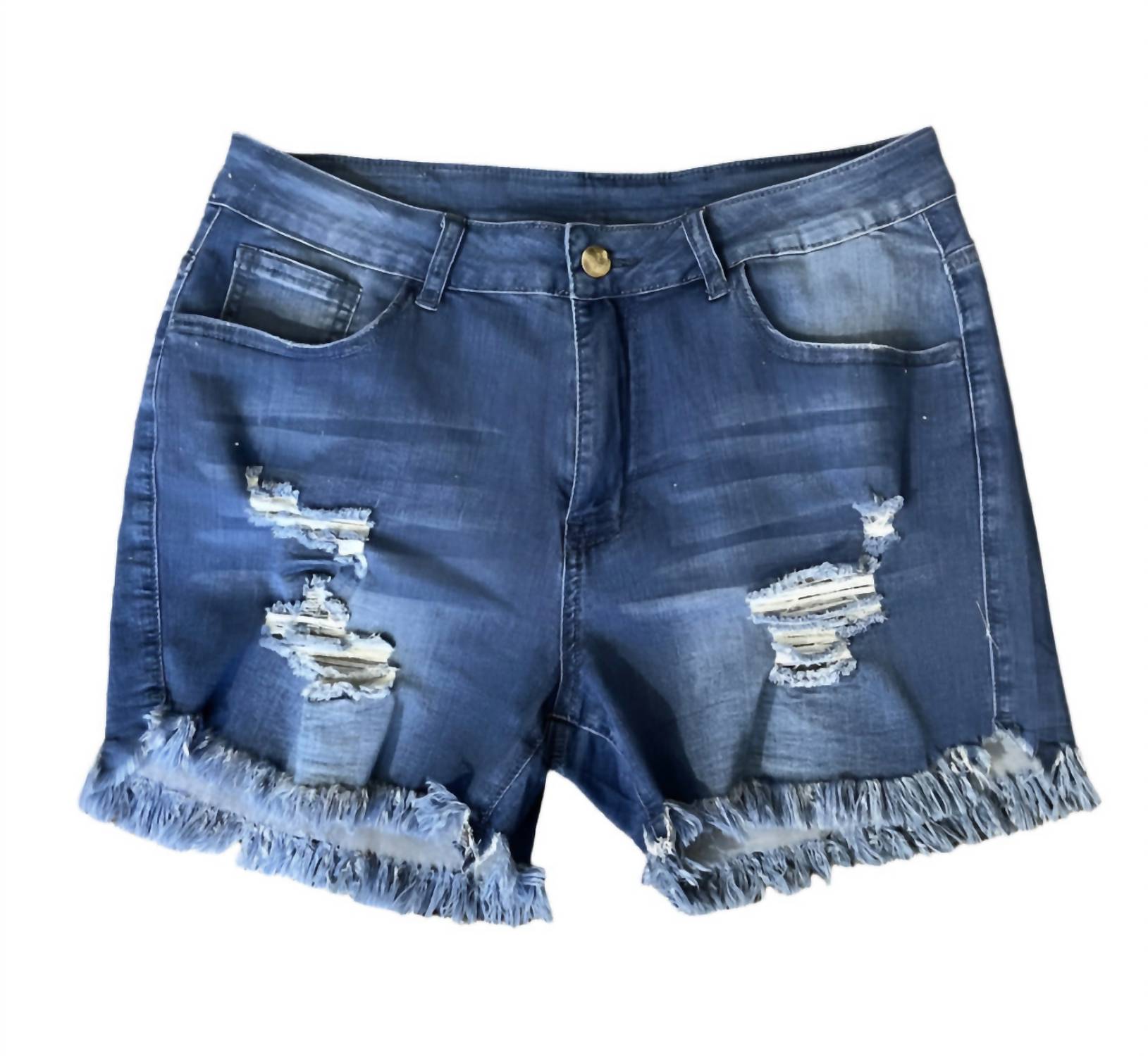 Потертые джинсовые шорты средней посадки в темно-синей стирке Blue Shirley Stone 
Потертые джинсовые шорты средней посадки в темно-синей стирке Blue Shirley Stone