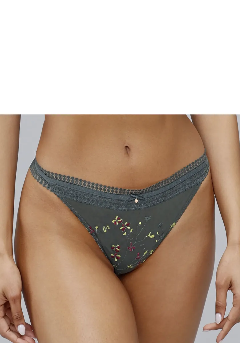 Стринги LASCANA "Жасмин" с цветочным узором, зеленый 
Стринги LASCANA "Жасмин" с цветочным узором, зеленый