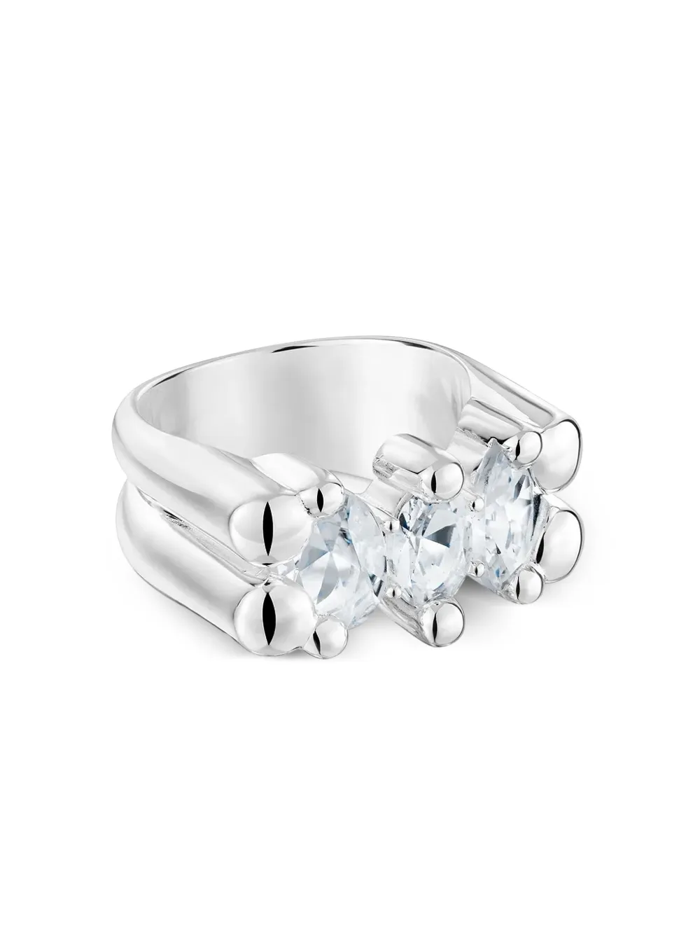 Кольцо с камнями TOUS, серебряный