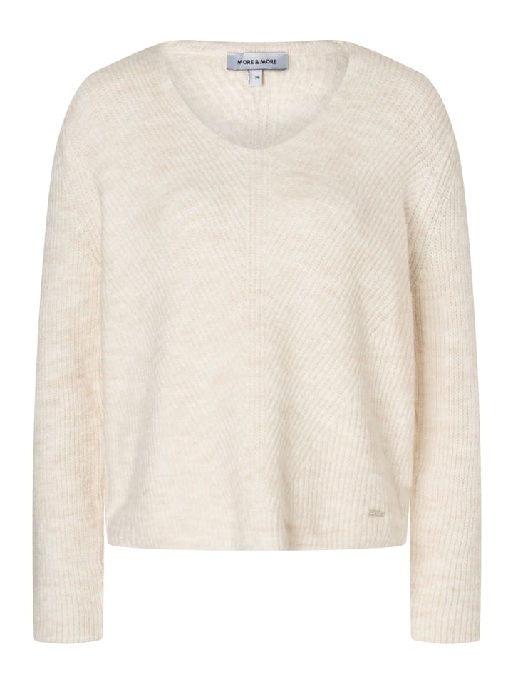 Свитер в рубчик с V-образным вырезом цвета пудровый кремовый меланж More & More
Свитер в рубчик с V-образным вырезом цвета пудровый кремовый меланж More & More