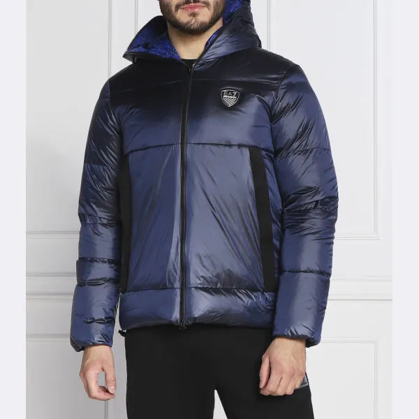 Пуховик стандартного кроя Ea7, синий 
Пуховик стандартного кроя Ea7, синий