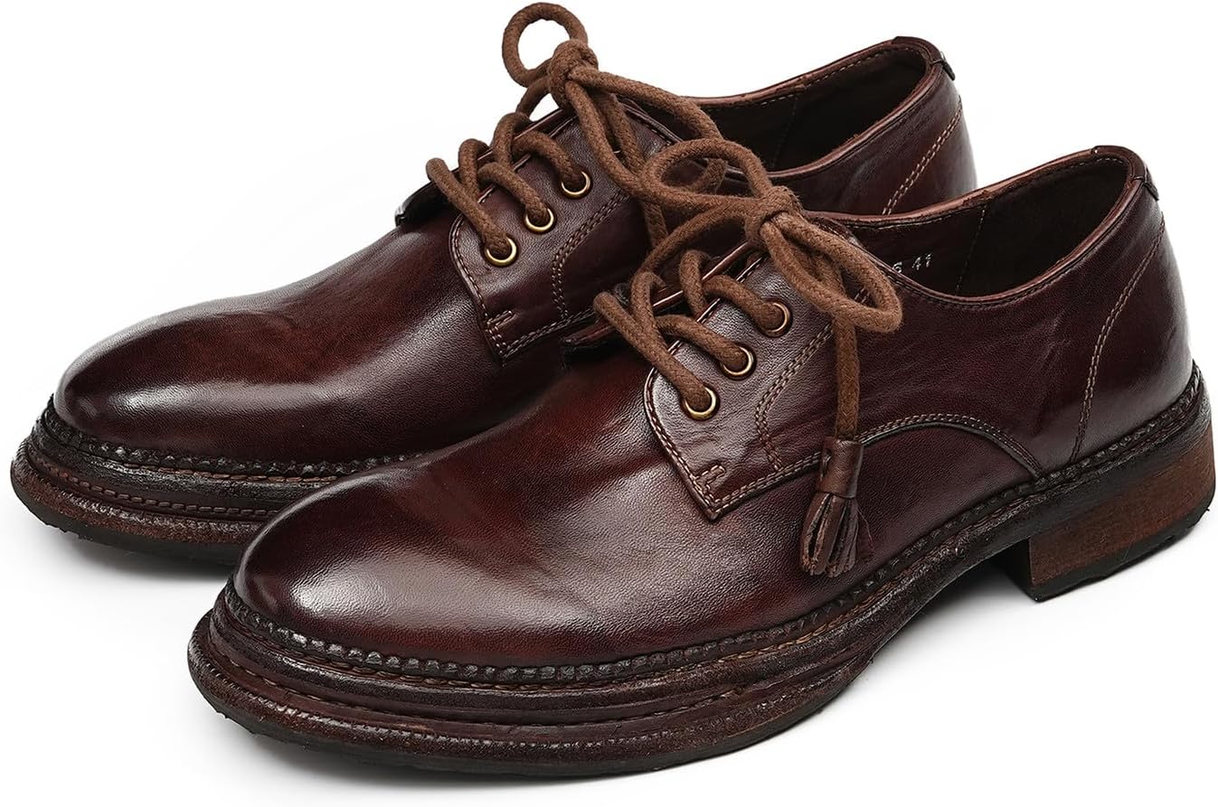 Мужские оксфорды Santimon из натуральной конской кожи - ручной работы, роскошные дерби, модные деловые, повседневные и свадебные туфли с дышащей подкладкой, прошивка Goodyear, Coffee
Мужские оксфорды Santimon из натуральной конской кожи - ручной работы, роскошные дерби, модные деловые, повседневные и свадебные туфли с дышащей подкладкой, прошивка Goodyear, Coffee