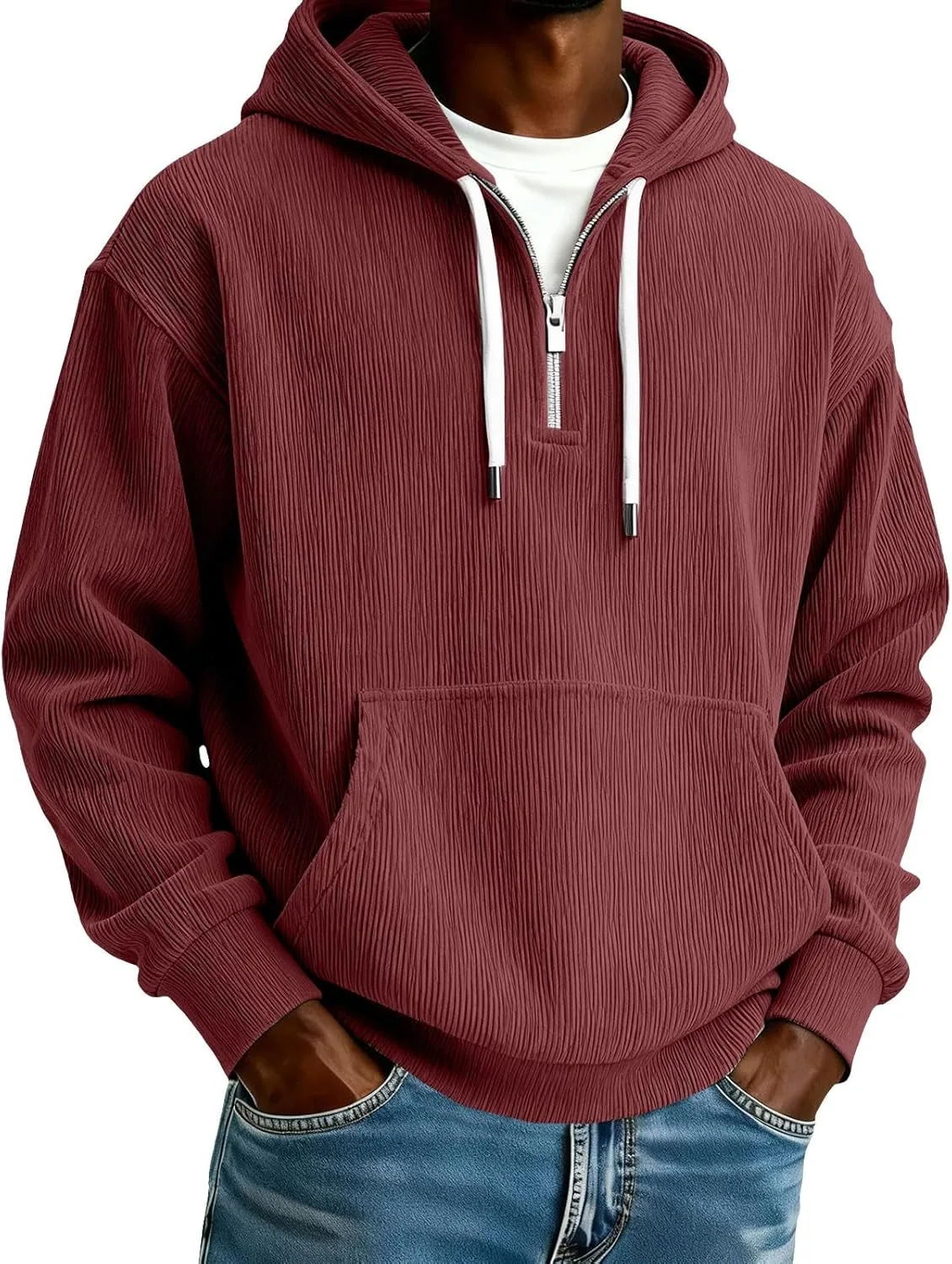 Толстовка Quarter Zip Corduroy с капюшоном для мужчин, легкая, с карманами
Толстовка Quarter Zip Corduroy с капюшоном для мужчин, легкая, с карманами