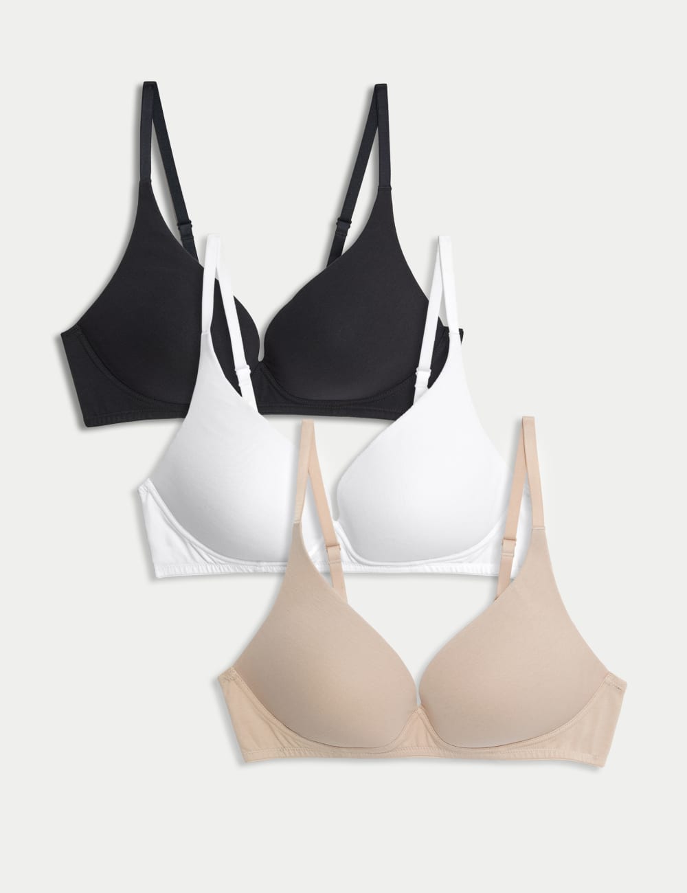 3 пары бюстгальтеров-футболок без косточек с глубоким вырезом AE Marks & Spencer, цвет Opaline mix
3 пары бюстгальтеров-футболок без косточек с глубоким вырезом AE Marks & Spencer, цвет Opaline mix