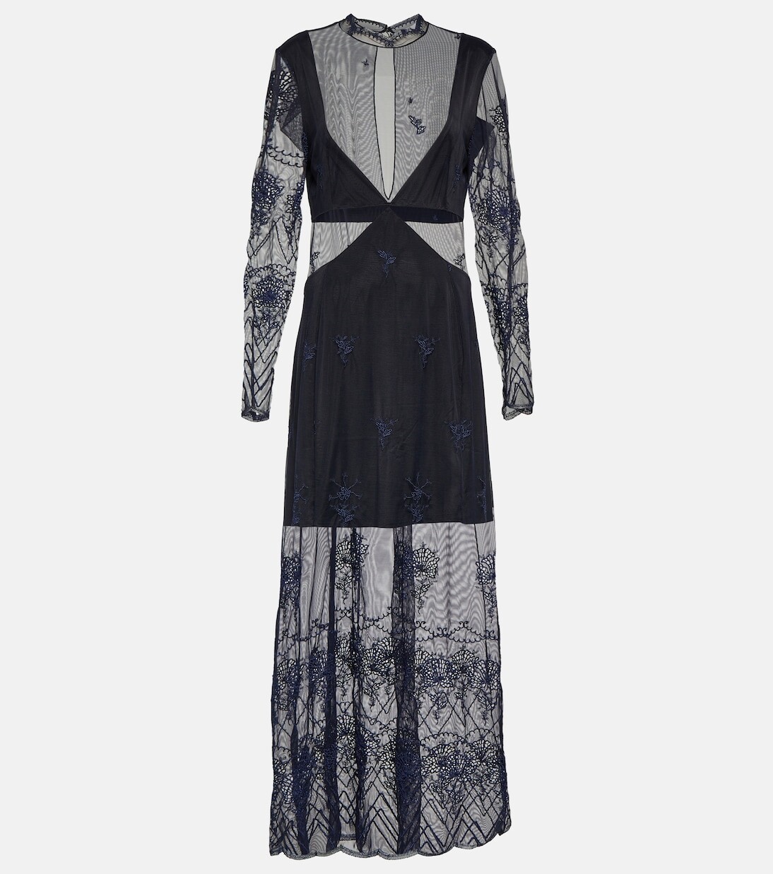 Платье макси из атласа и кружева с вырезом Rabanne, синий
Платье макси из атласа и кружева с вырезом Rabanne, синий