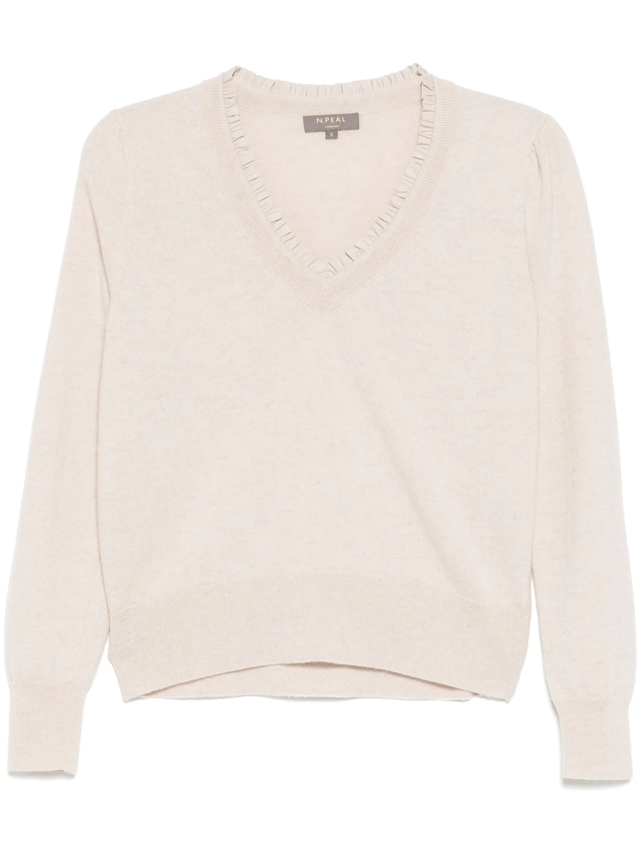 Джемпер с V-образным вырезом и оборками N.Peal, бежевый
Джемпер с V-образным вырезом и оборками N.Peal, бежевый