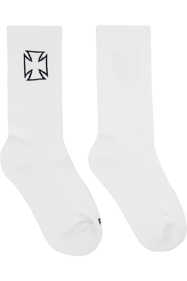Vetements Белые байкерские носки с крестом
Vetements Белые байкерские носки с крестом