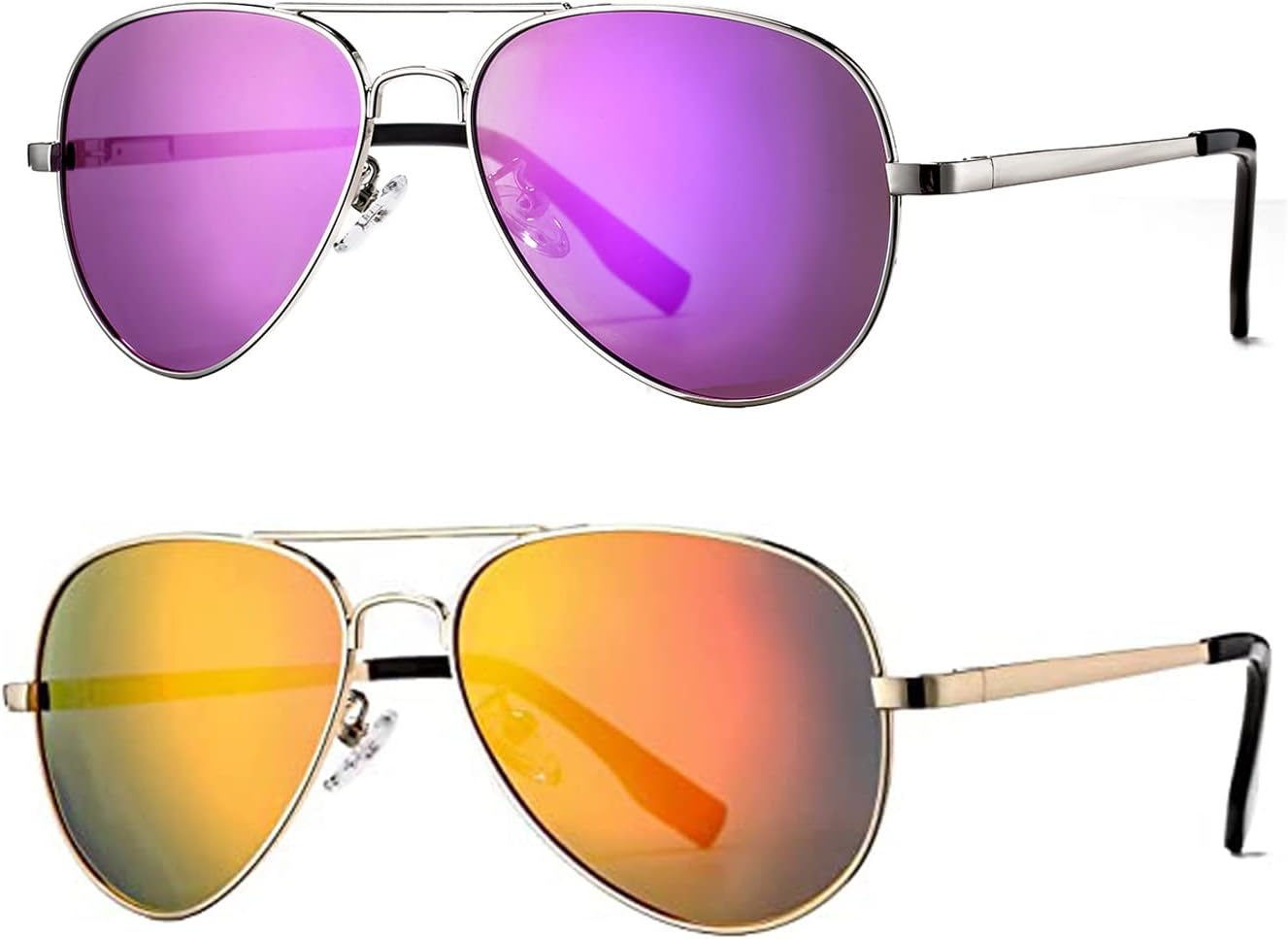 Поляризованные солнцезащитные очки-авиаторы HJSTES для женщин и мужчин, классические металлические линзы, зеркальная защита, 100% блокировка УФ-излучения, 58 мм, 2 Pack(silver/Purple Mirror,gold/Orange Mirror)
Поляризованные солнцезащитные очки-авиаторы HJSTES для женщин и мужчин, классические металлические линзы, зеркальная защита, 100% блокировка УФ-излучения, 58 мм, 2 Pack(silver/Purple Mirror,gold/Orange Mirror)