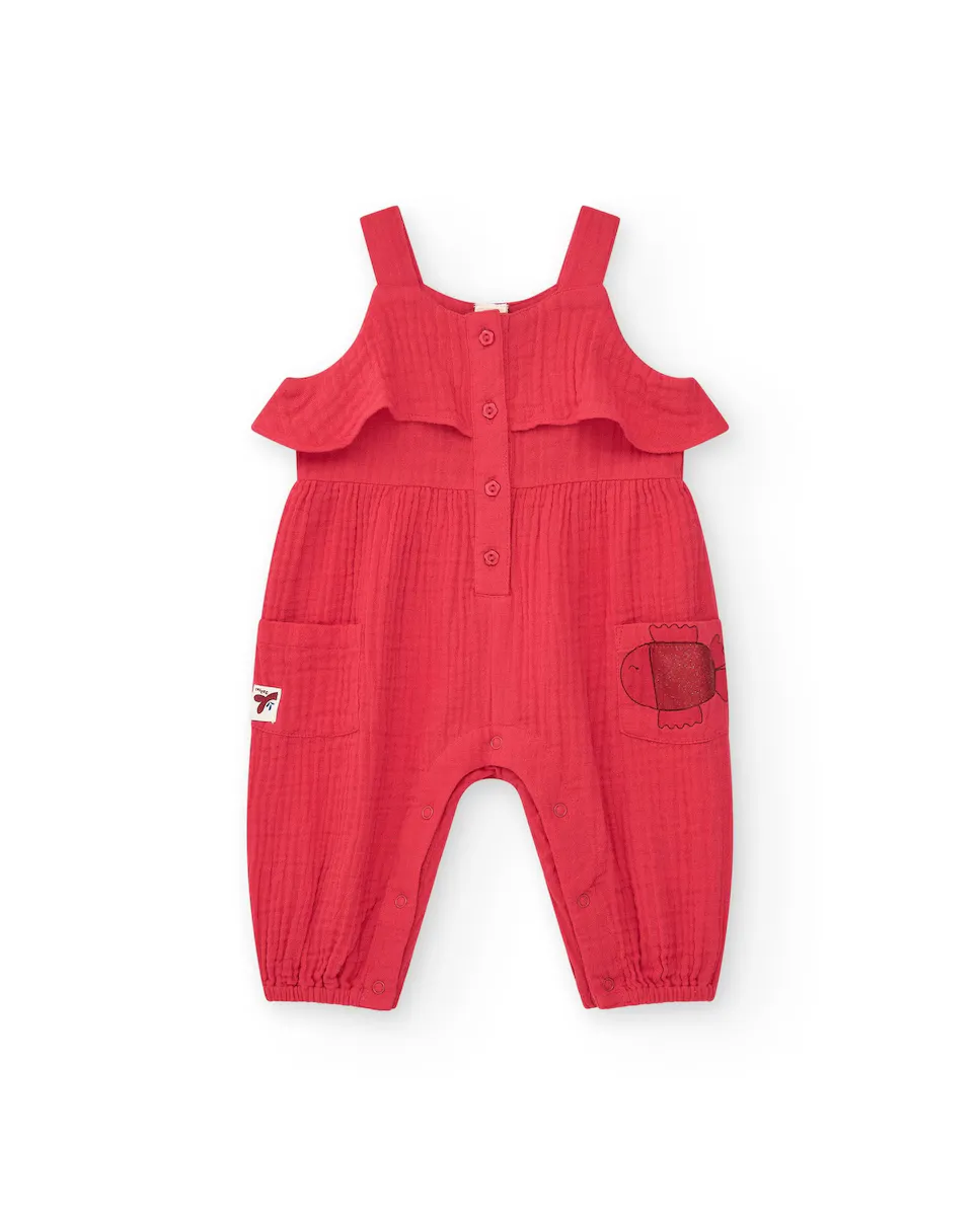 Комбинезон для девочки с оборками и карманами с аппликацией в виде рыбки Tuc tuc, красный
Комбинезон для девочки с оборками и карманами с аппликацией в виде рыбки Tuc tuc, красный