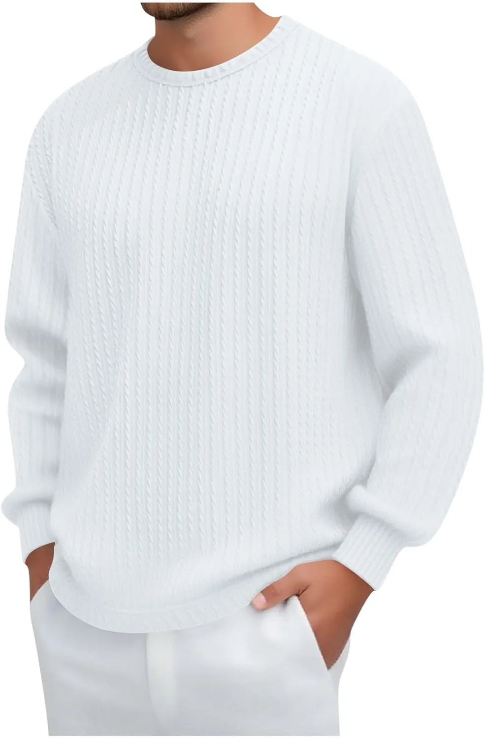 Мужская футболка с жаккардовым узором, круглый вырез, длинный рукав, свободный крой, однотонная
Мужская футболка с жаккардовым узором, круглый вырез, длинный рукав, свободный крой, однотонная