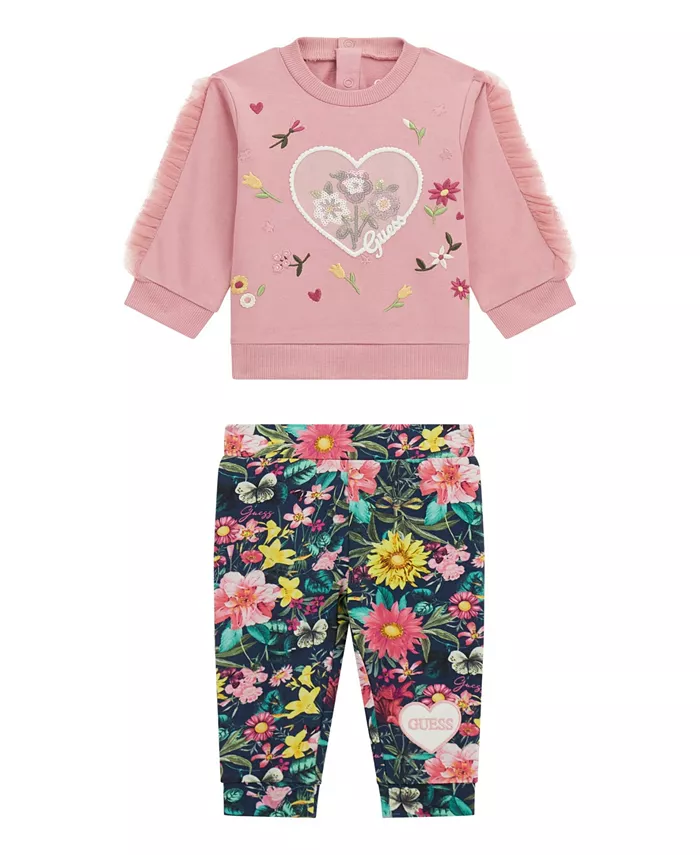 Комплект из двух предметов: свитер с длинными рукавами и рюшами для девочек и спортивные штаны GUESS, розовый
Комплект из двух предметов: свитер с длинными рукавами и рюшами для девочек и спортивные штаны GUESS, розовый