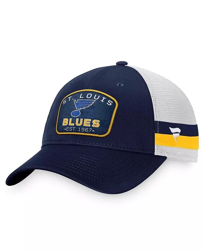 Мужская темно-синяя, белая регулируемая шляпа в полоску St. Louis Blues Fundamental Trucker Fanatics, синий
Мужская темно-синяя, белая регулируемая шляпа в полоску St. Louis Blues Fundamental Trucker Fanatics, синий