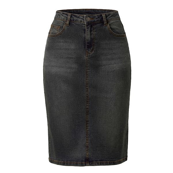 Женская джинсовая юбка с высокой талией, разрезом сзади и длиной ниже колена Inspire Chic, Black
Женская джинсовая юбка с высокой талией, разрезом сзади и длиной ниже колена Inspire Chic, Black