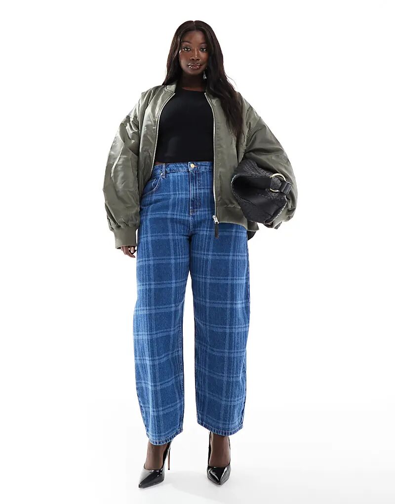 Джинсы-бочки в клетку ASOS
Джинсы-бочки в клетку ASOS