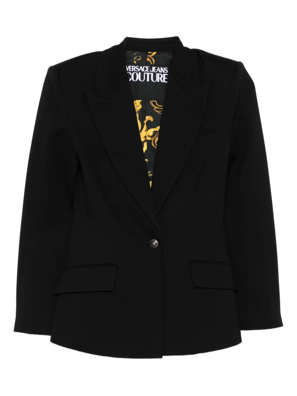 Однобортный блейзер с заостренными лацканами Versace Jeans Couture, черный
Однобортный блейзер с заостренными лацканами Versace Jeans Couture, черный