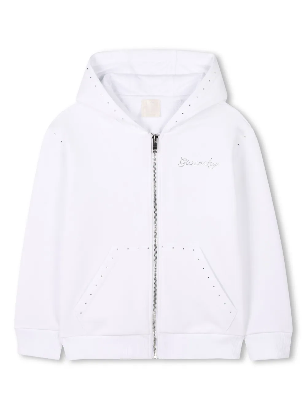 Худи на молнии с логотипом из страз Givenchy Kids, белый
Худи на молнии с логотипом из страз Givenchy Kids, белый