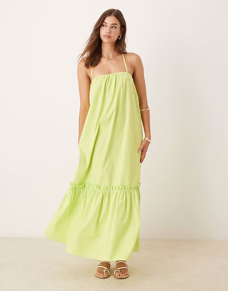 Платье-трапеция из поплина макси с завязками на спине от ASOS DESIGN цвета лайма
Платье-трапеция из поплина макси с завязками на спине от ASOS DESIGN цвета лайма