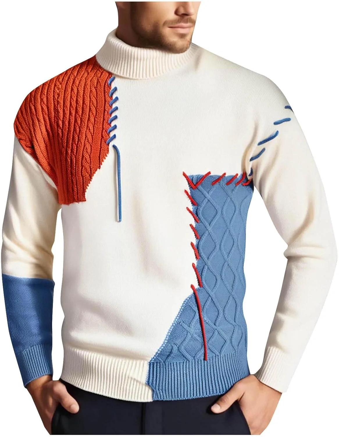 Свитер для мужчин зимний воротник-водолазка с цветными блоками TXGMNA
Свитер для мужчин зимний воротник-водолазка с цветными блоками TXGMNA