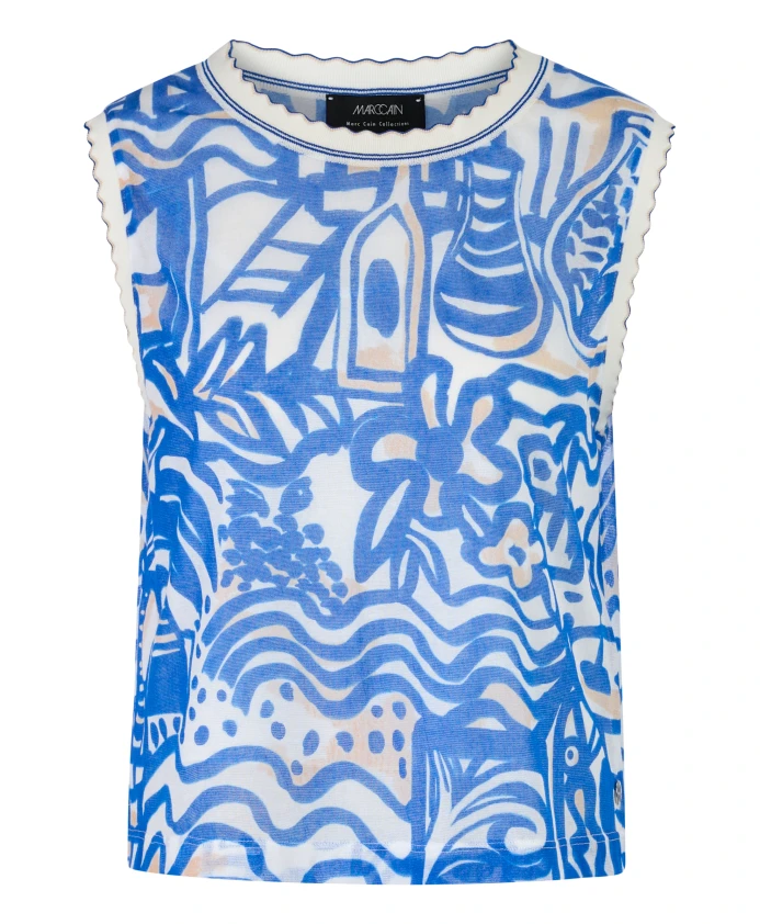 Вязаный топ с принтом Francis и оборками. Marc Cain, синий
Вязаный топ с принтом Francis и оборками. Marc Cain, синий