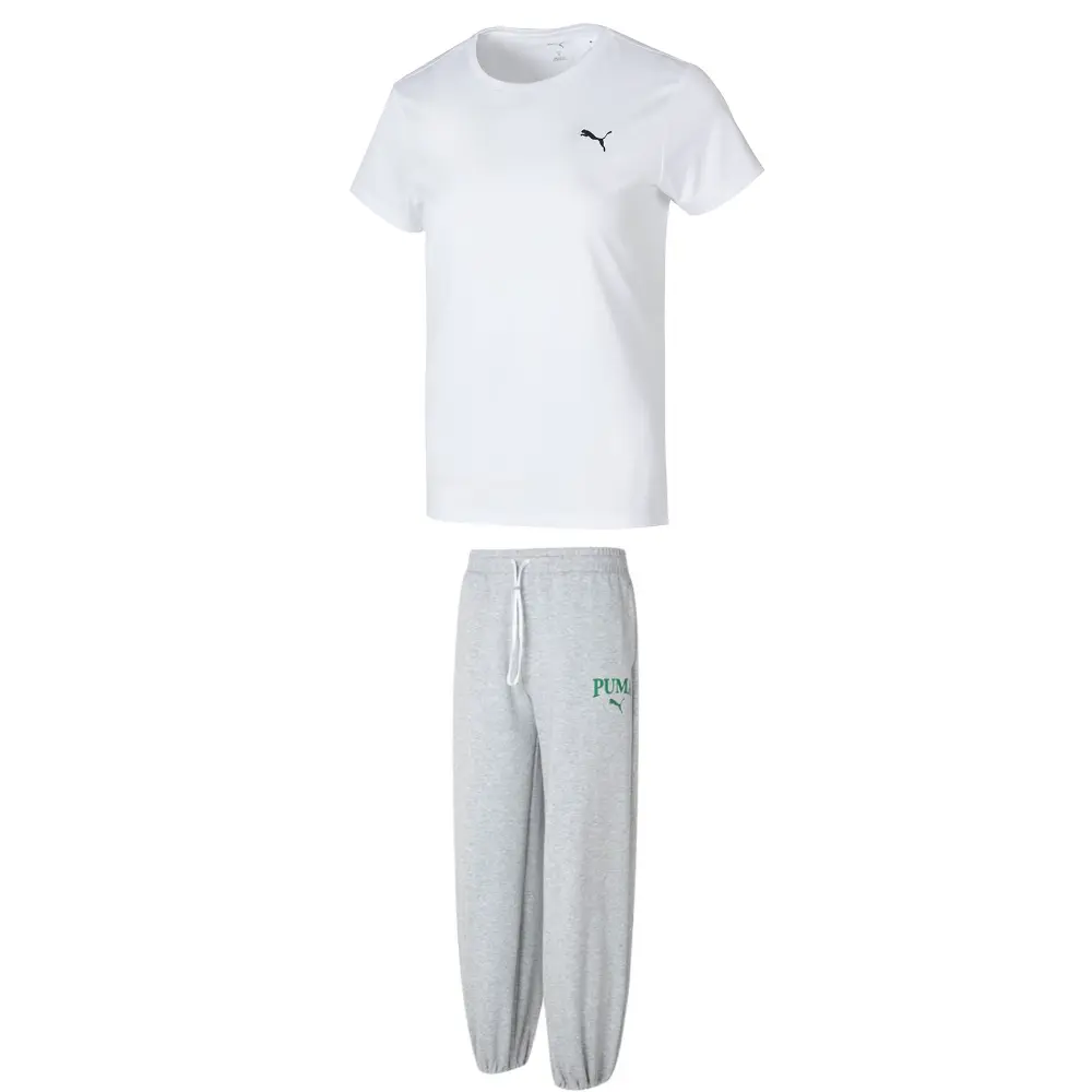PUMA Женский комплект одежды Casual Suits белый топ + серые брюки
PUMA Женский комплект одежды Casual Suits белый топ + серые брюки