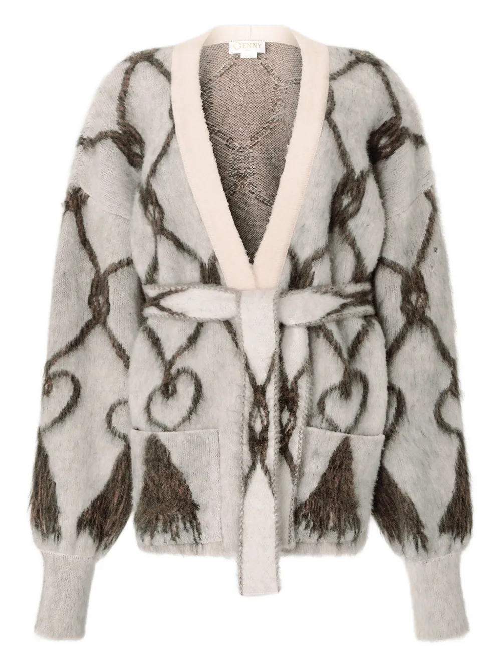 Кардиган с геометричным узором и поясом Genny, нейтральный
Кардиган с геометричным узором и поясом Genny, нейтральный