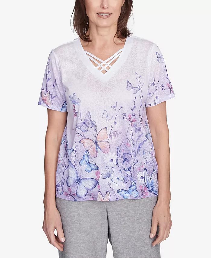 Женская футболка Crystal Springs с V-образным вырезом, перекрестными бретелями и омбре в виде бабочки Alfred Dunner, мультиколор
Женская футболка Crystal Springs с V-образным вырезом, перекрестными бретелями и омбре в виде бабочки Alfred Dunner, мультиколор