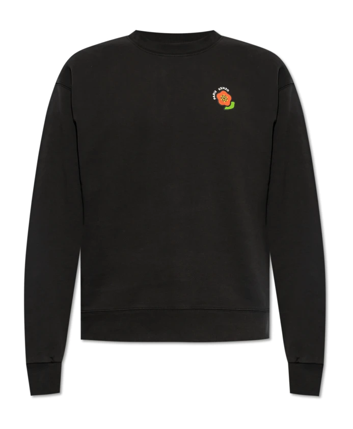 Толстовка с принтом логотипа Kenzo, черный 
Толстовка с принтом логотипа Kenzo, черный