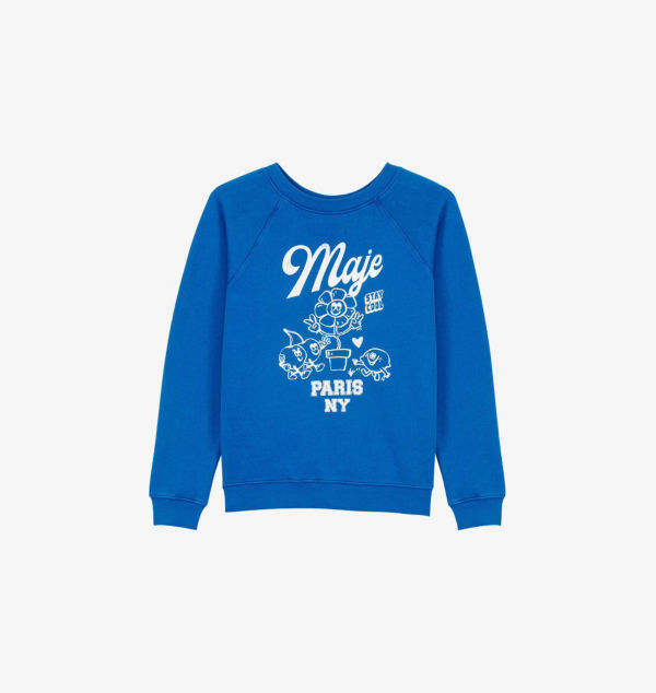 Толстовка с круглым вырезом и фирменным принтом из хлопковой смеси Maje, синий
Толстовка с круглым вырезом и фирменным принтом из хлопковой смеси Maje, синий