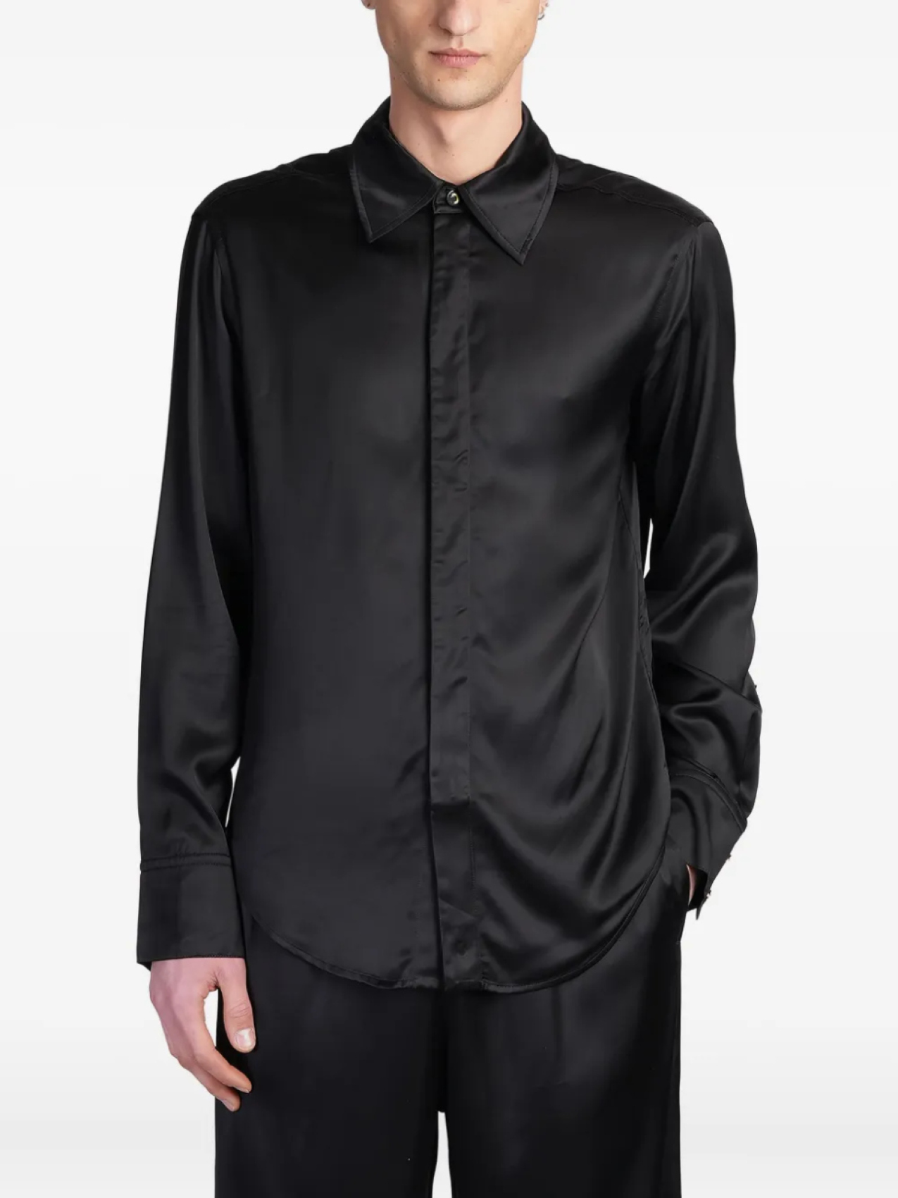 Рубашка из атласа Marine Serre, черный
Рубашка из атласа Marine Serre, черный