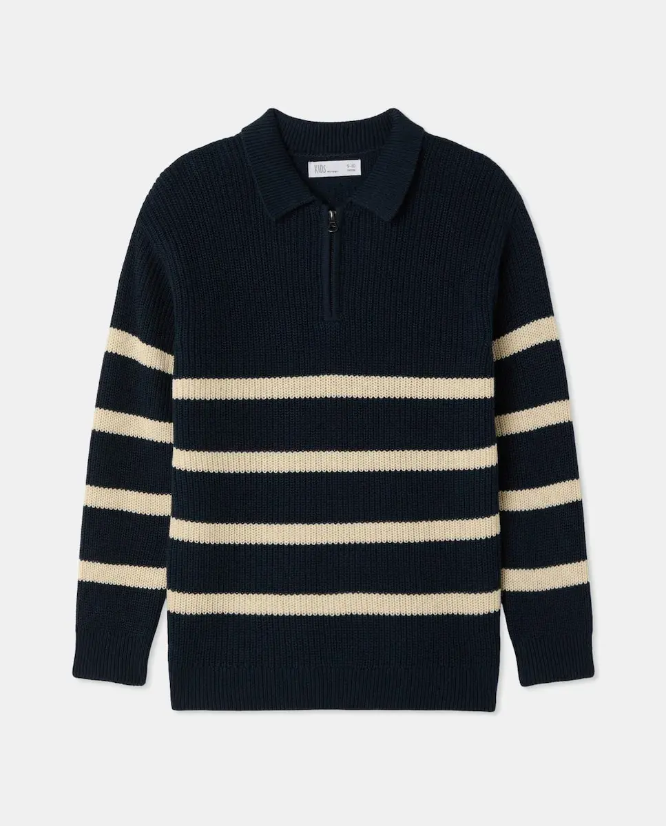 Детский трикотажный джемпер с круглым вырезом, полоской, полу-молнией и передним рисунком Kids El Corte Inglés, синий
Детский трикотажный джемпер с круглым вырезом, полоской, полу-молнией и передним рисунком Kids El Corte Inglés, синий